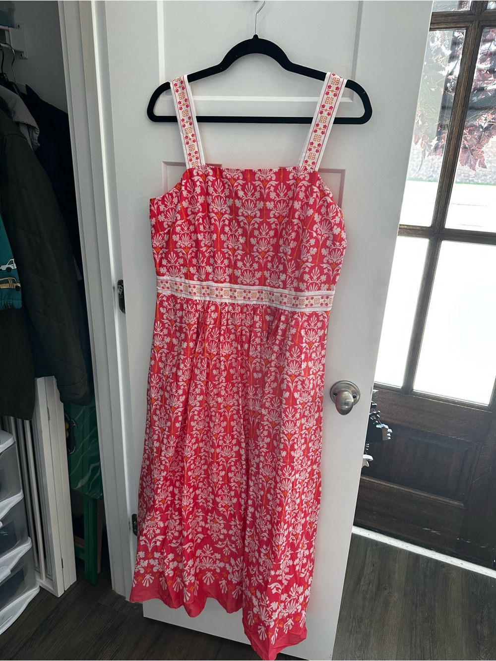 NWT Talbots Pink Floral Strap Sundress with White Accents